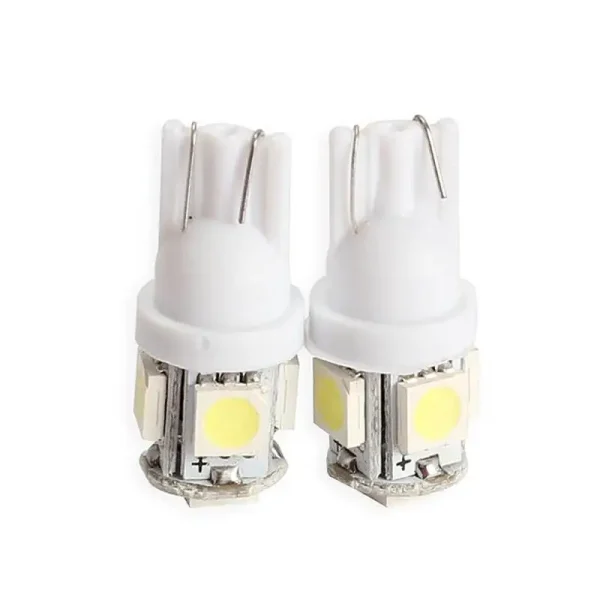 Oświetlenie samochodowe LED – żarówka LED T10 5050 5SMD, biała, do świateł bocznych tylnych, niskie zużycie energii, łatwa instalacja