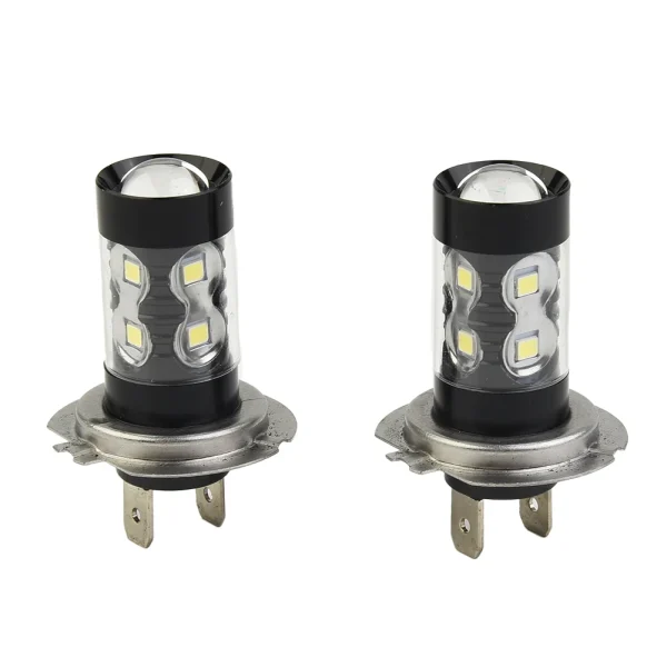 Superjasne żarówki LED H7 do reflektorów przeciwmgielnych i świateł do jazdy dziennej - 80 W, światło drogowe/mijania, barwa 6000 K, białe, do samochodów - 2 szt.
