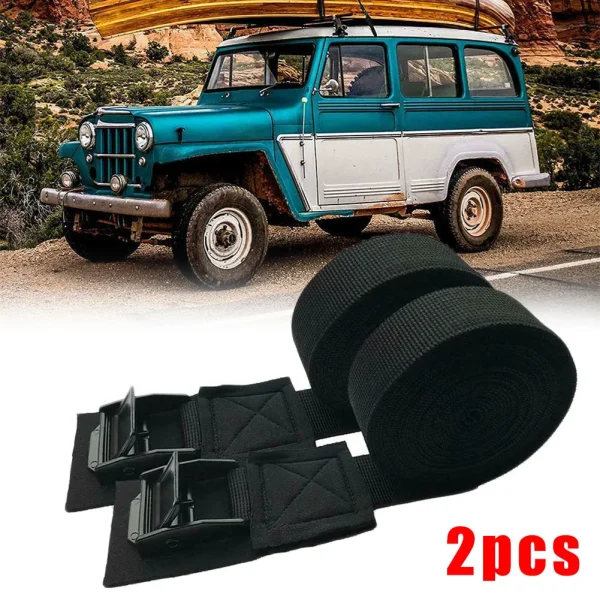 2x pasek z klamrą 3M do holowania samochodu lub motocykla - wytrzymały pasek z zapadką do bagażu i sprzętu kempingowego, nośność 250 kg