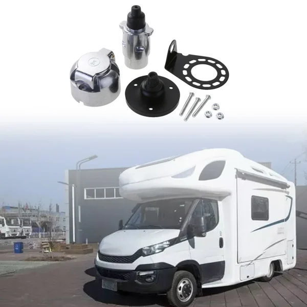 VKTECH 7-stykowy adapter gniazda metalowego 12 V do przyczepy kempingowej i łodzi oraz zestaw gniazd