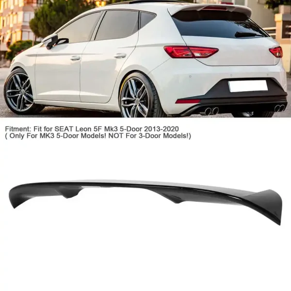 Czarny błyszczący tylny spoiler dachowy do 5-drzwiowego SEAT-a Leona 5F Mk3 (2013–2020) – podkreśl styl swojego pojazdu