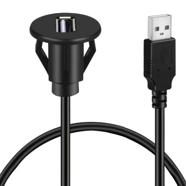 Wysokiej jakości, wodoodporny, 1-metrowy przedłużacz USB 2.0 do montażu na desce rozdzielczej w pojazdach SUV