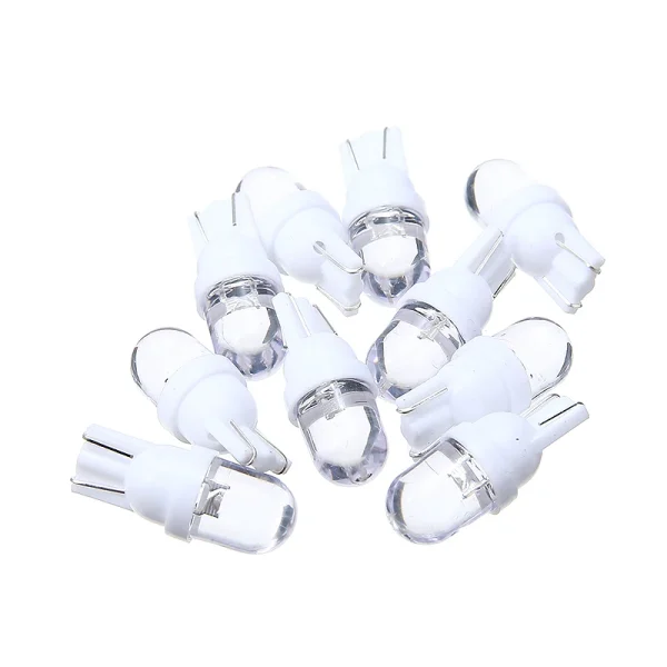 10 szt. T10 5W, diody LED z podstawką szklaną, zimna biel, 12V, światła postojowe, tylne, do wnętrza samochodu