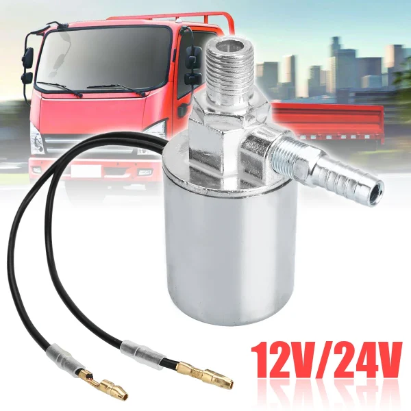 Elektrozawór elektryczny 12V-24V do sygnałów pneumatycznych - zawór metalowy 1/4" do systemów pociągów i ciężarówek