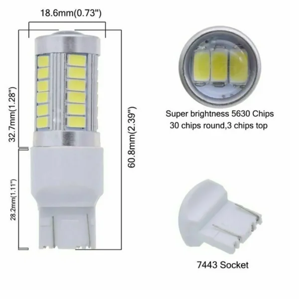 Żarówki LED T20 W21/5W 7443 33SMD – 2 komplety do świateł sygnalizacyjnych samochodowych