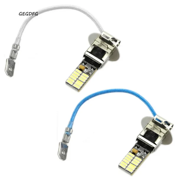 24-SMD-4014 H3 6500K HID Białe żarówki LED do świateł przeciwmgielnych zapewniające lepszą widoczność