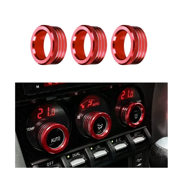 Czerwone aluminiowe pokrętło regulacji głośności na konsoli środkowej samochodu, 3 sztuki, do Subaru BRZ Toyota 86 GT86 2013-2020