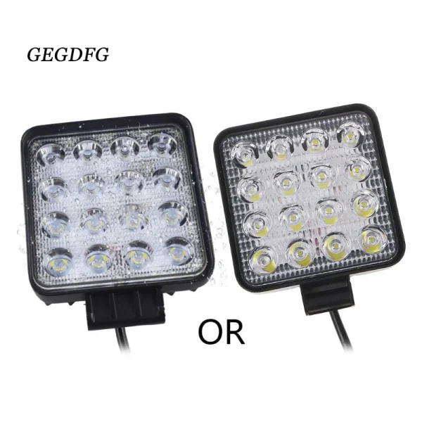 Reflektory samochodowe 48 W z 16 diodami LED o chłodnym białym świetle – 4-calowa lampa robocza do samochodów ciężarowych i pojazdów terenowych