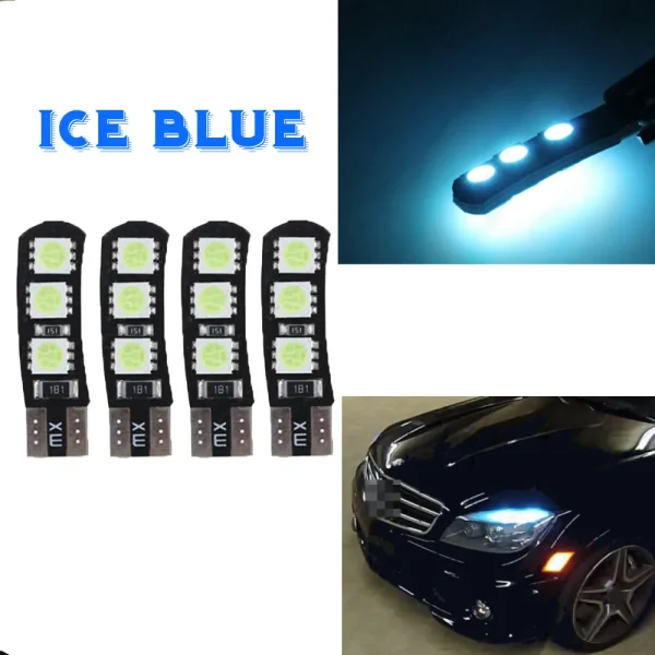 Niebieskie żarówki LED T10-6SMD do brwi Mercedes-Benz W204 C300 C350 – bezbłędne oświetlenie samochodowe