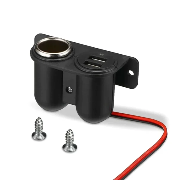 Gniazdo samochodowe 12V/24V z dwoma portami USB do ładowania urządzeń mobilnych