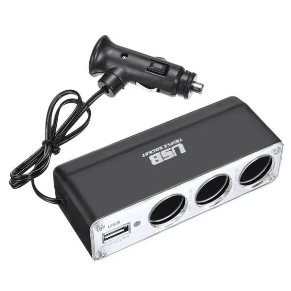 Wielogniazdkowa ładowarka samochodowa USB do pojazdów 12 V – potrójny rozdzielacz