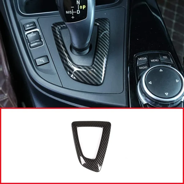 Wykończenie ramki dźwigni zmiany biegów – styl włókna węglowego do BMW serii 1, 2, 3, 4 F20, F21, F22, F23, F30, F34, F35, F32, F33, F36