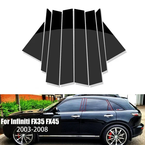 Osłona słupka szyby i drzwi w kolorze czarnym błyszczącym do Infiniti FX35 FX45 (2003-2008)