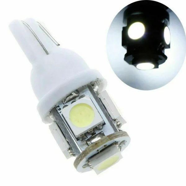 Żarówki samochodowe LED T10 białe - 15 szt. 5050 5SMD W5W 194 168 2825 12 V do kierunkowskazów