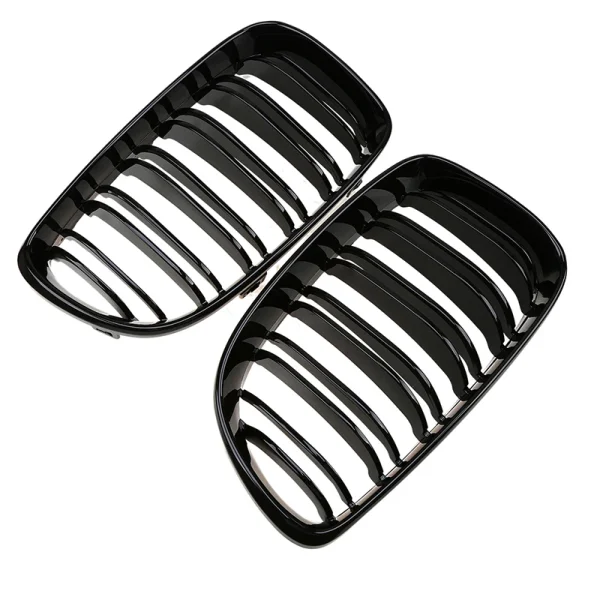 POSSBAY Gloss Black Double Line Front Kidney Grille do BMW serii 1 E88 Cabrio (2008-2014)