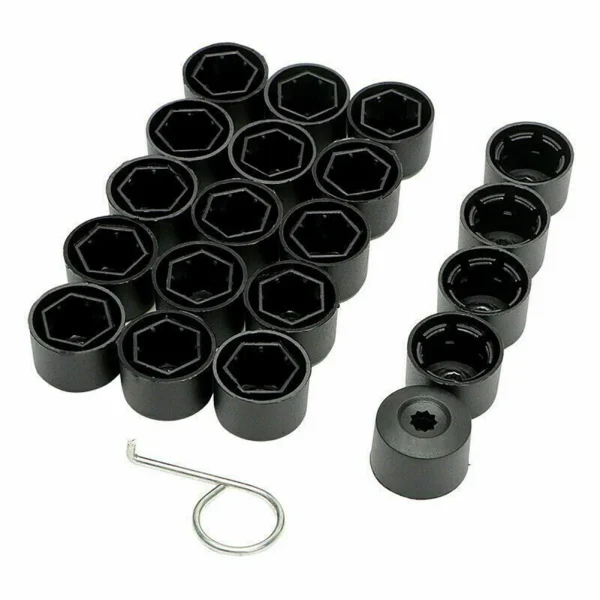 Zestaw nakrętek zabezpieczających T44 w kolorze czarnym, OEM - 20 nakrętek do kół golfowych - 30 x 21,2 mm, części samochodowe