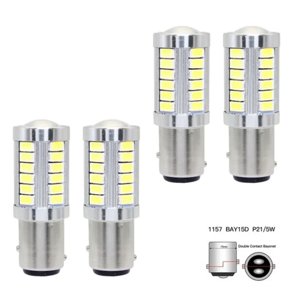 Żarówki LED NIGHTKIST 1157 białe 33SMD – 4 zestawy do świateł hamowania, kierunkowskazów i cofania